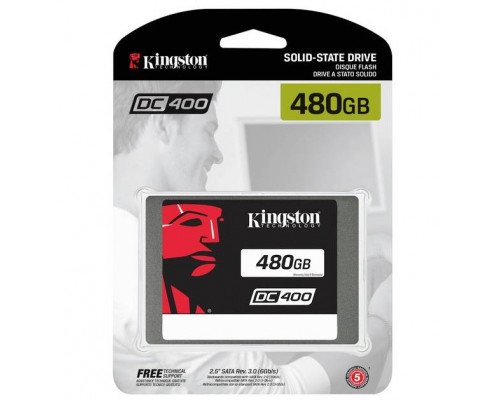 Твердотельный диск 480GB Kingston SSDNow DC400, 2.5", SATA III, [R/W - 555/535 MB/s]